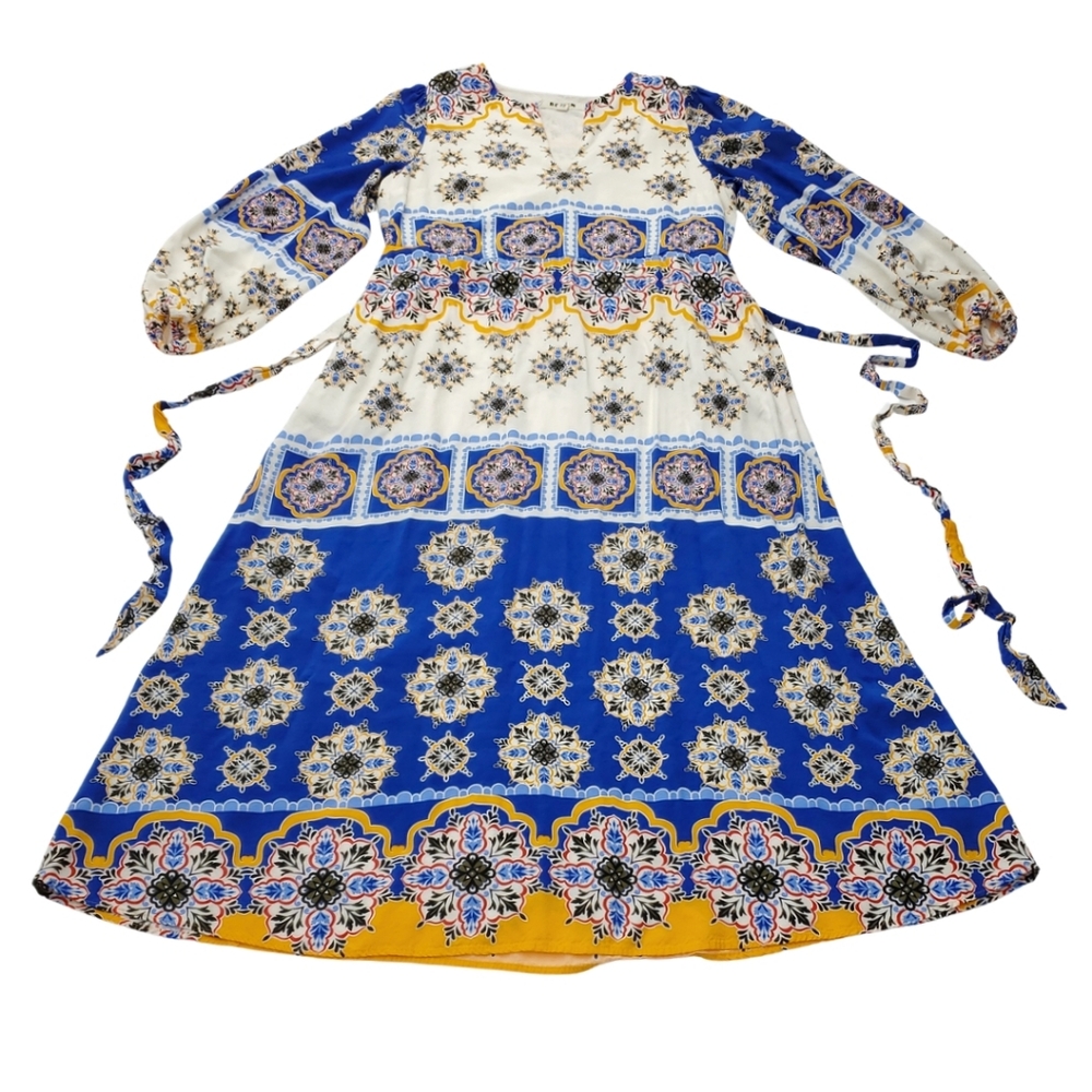 BODEN Occasion Blouson Maxi Dress Surf The Web Mosaic Charm Multicolor Size 8 - Picture 3 of 12